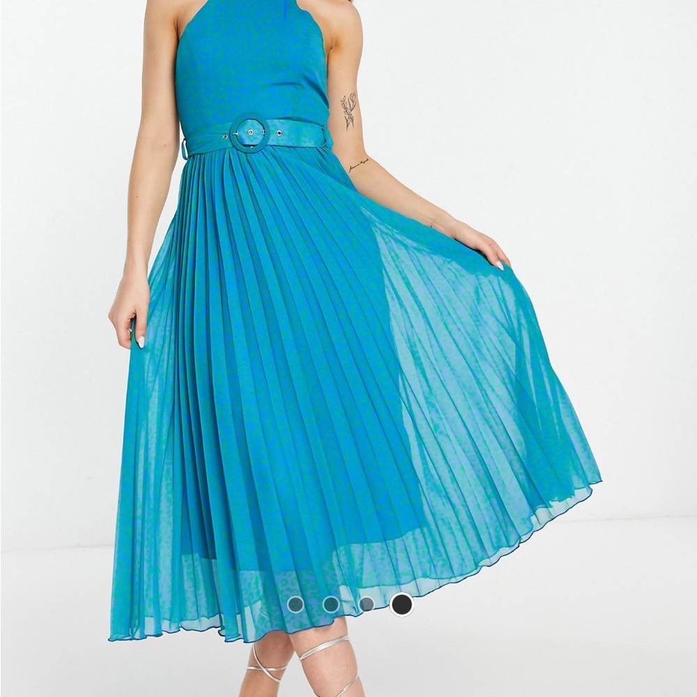Elegant Blue Halter Dress